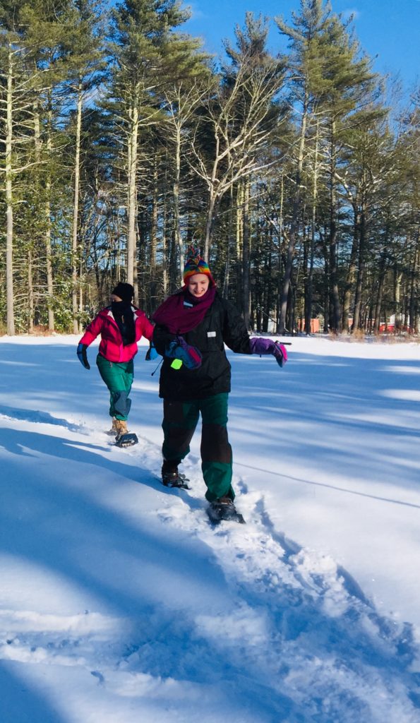 winter hiking in snowshoes