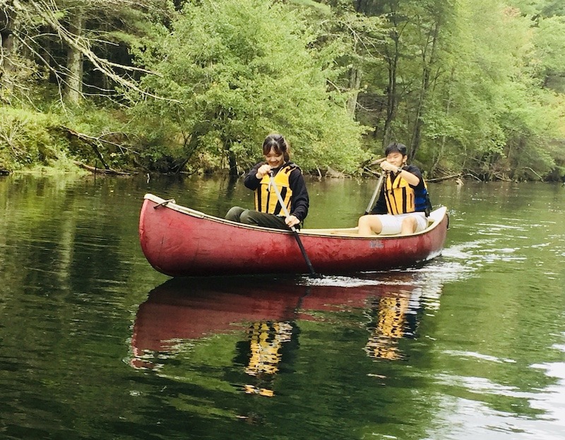 Canoeing Swift river on outdoor adventures in Western Massachusetts