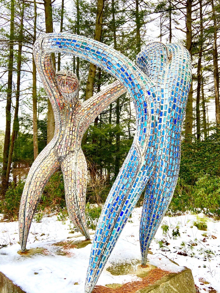 Dancers sculpture on an outdoor spiritual retreat