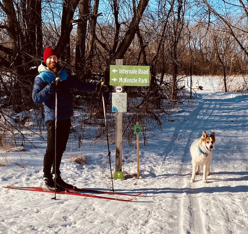 Skier and dog -free cross country skiing Vermont