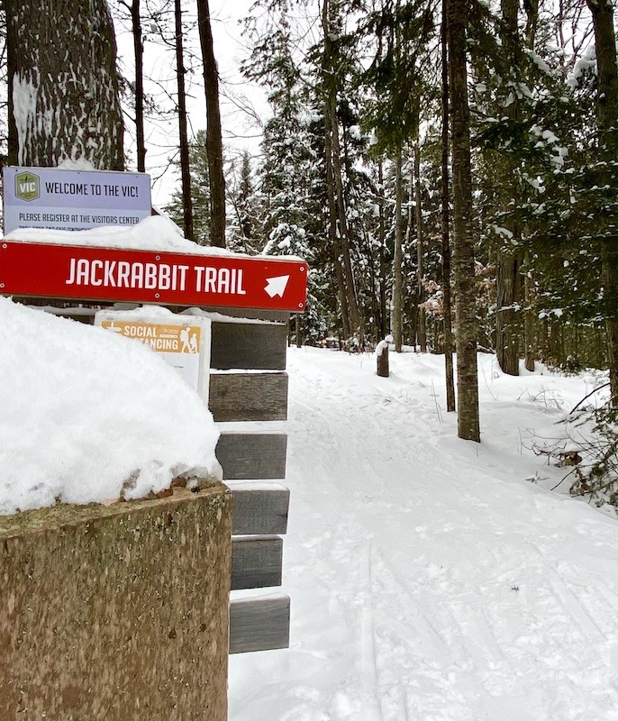 sign on ski trail-cross country skiing Adirondacks