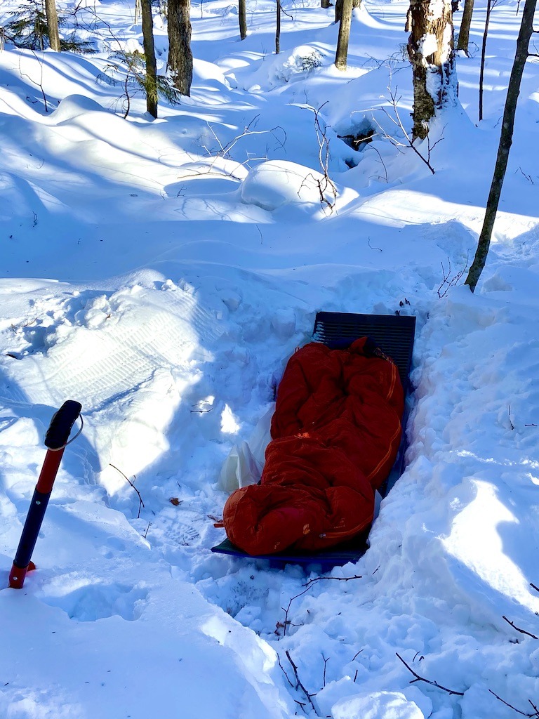 snow trench for winter camping