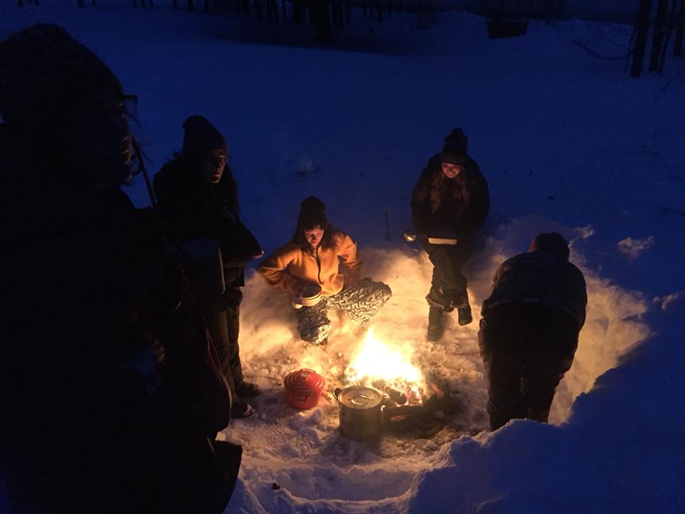 campfire in snow kitchen
