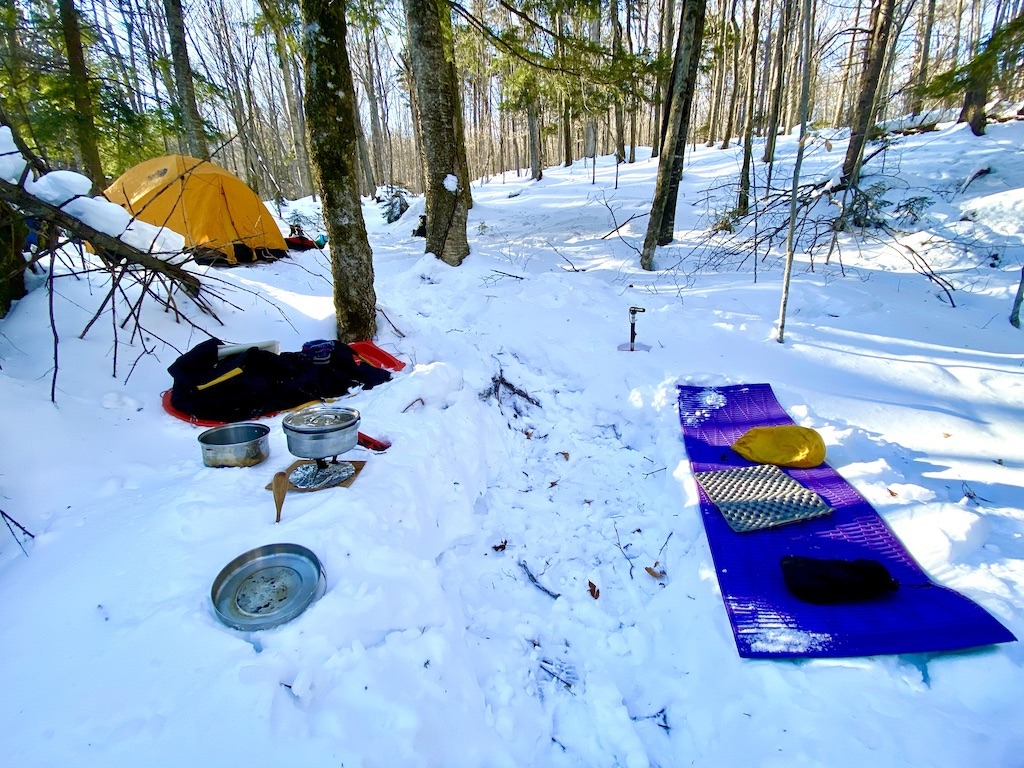 snow kitchen and camp for winter camping