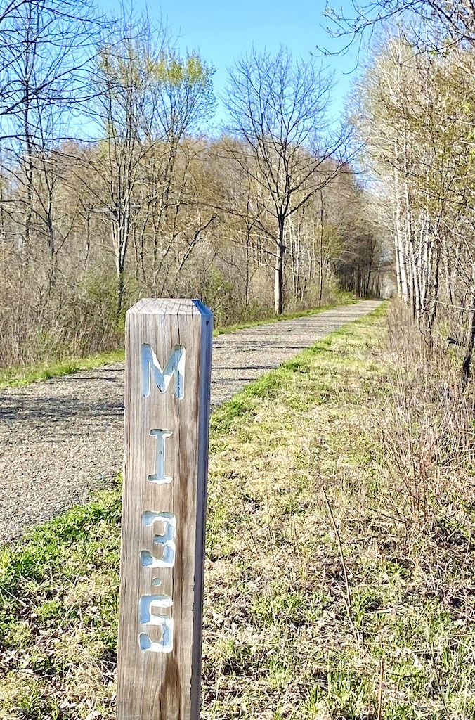 Mile marker on the best bike trails in Vermont