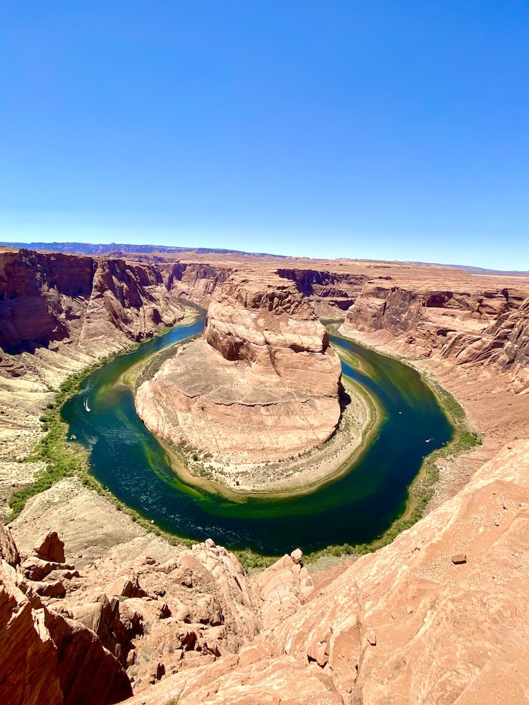 horseshoe shaped bend with blue green water