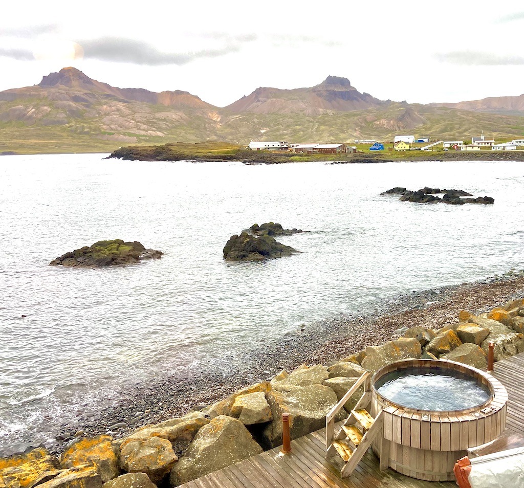 hot tub on ocean in Iceland for active seniors