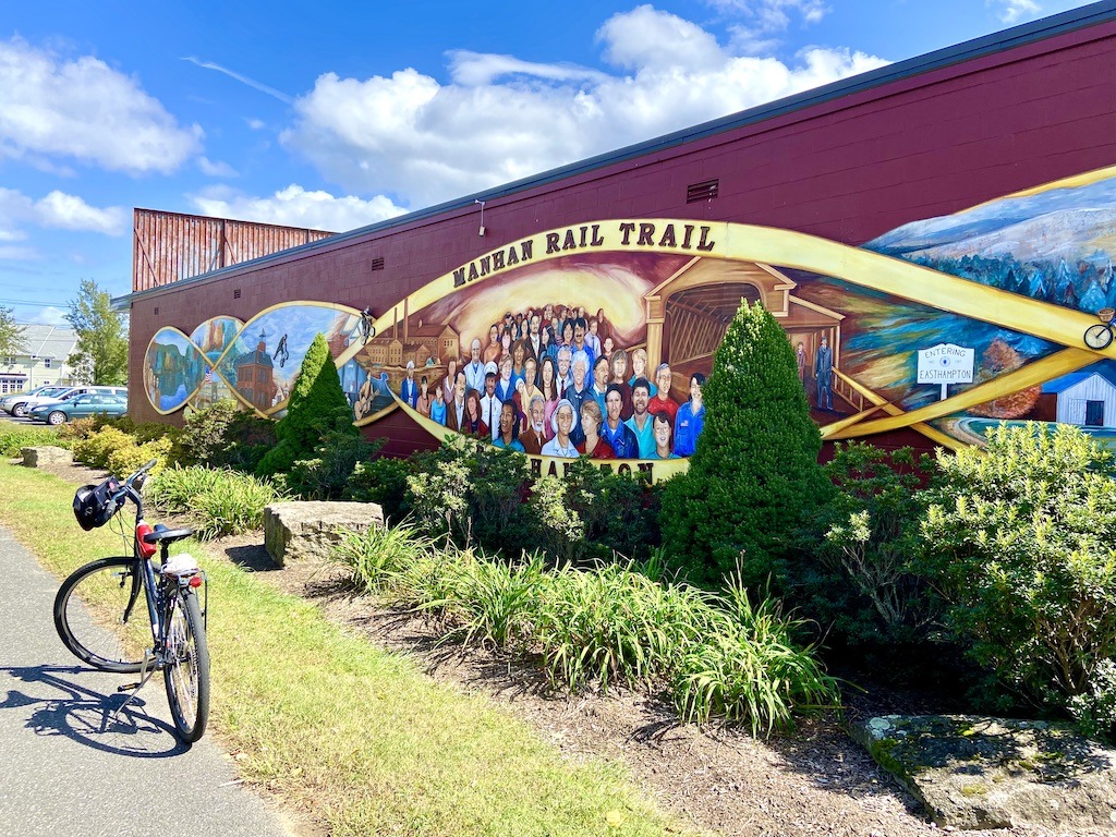 bike and mural on one of the best bike trails in Western Massachusetts