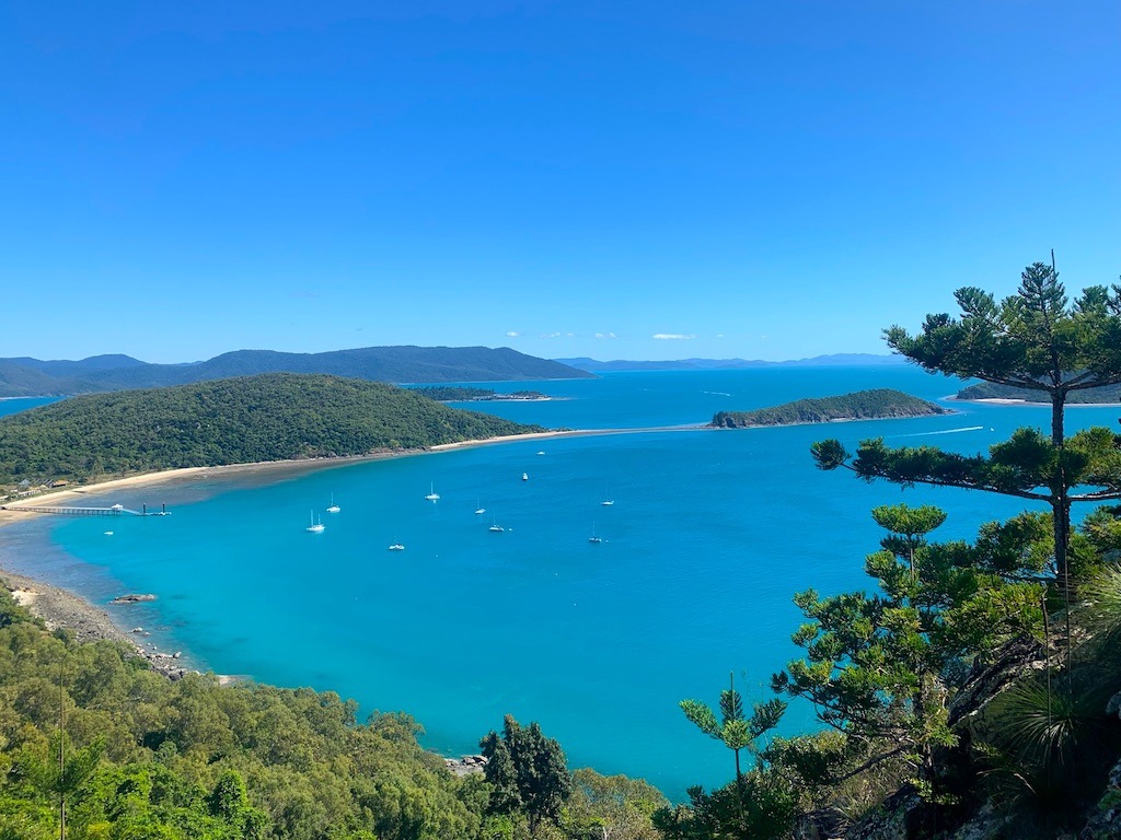 view from an island lookout while Sea kayaking in the Whitsunday Islands.