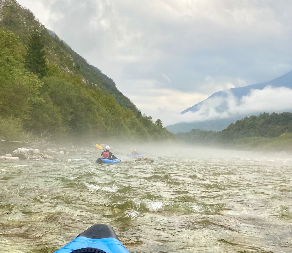 Whitewater kayaking on the Soca River