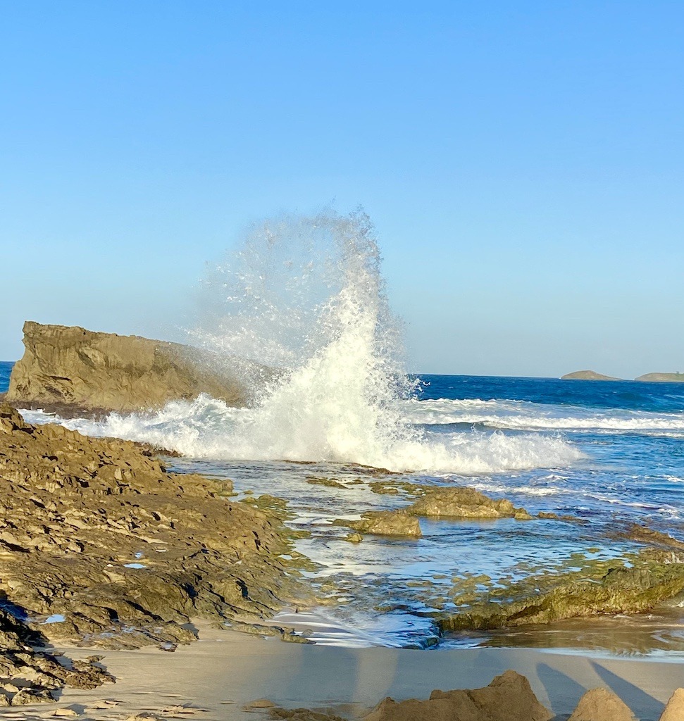 big wave hitting shore-Outdoor Adventures Arecibo