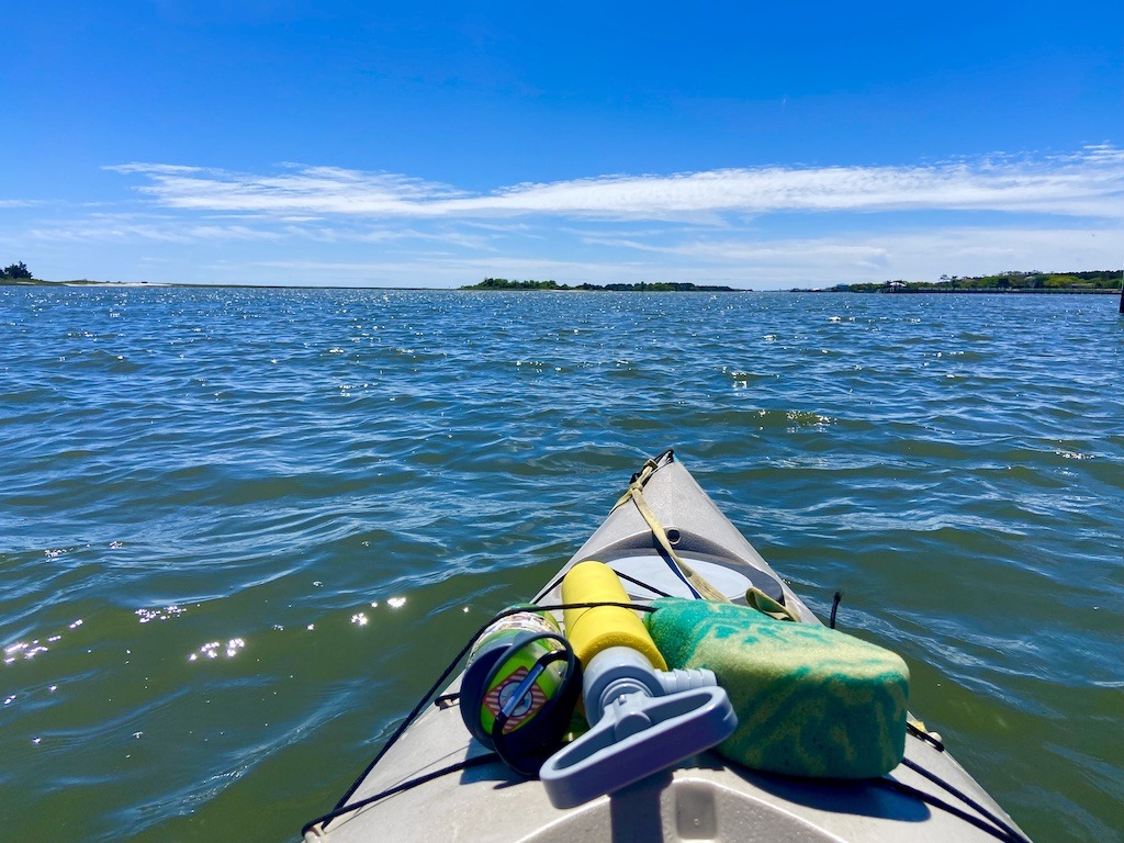 kayak on water-kayaking and camping on Masonboro Island