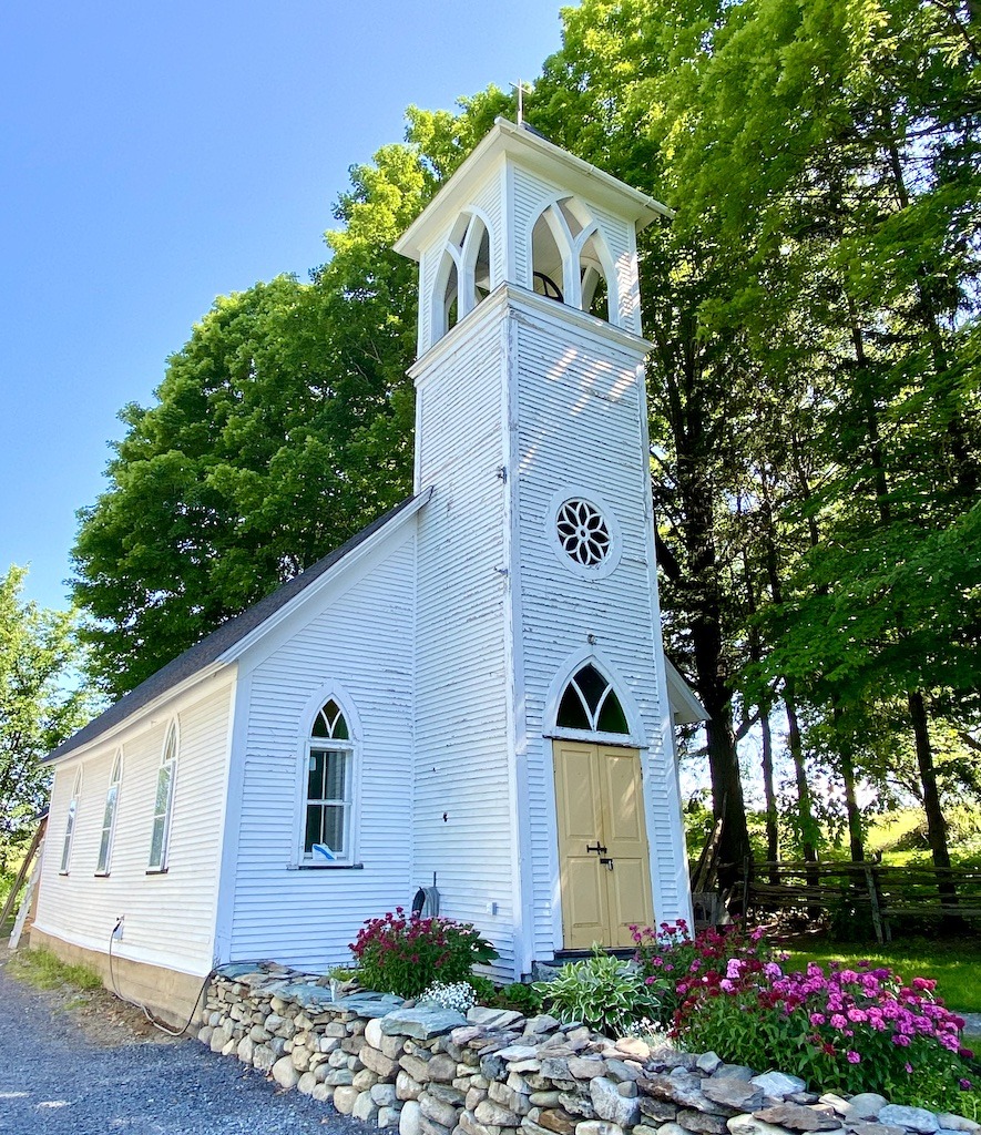 small white church-Three Pines Tour in Search of Louise Penny's Inspirations 