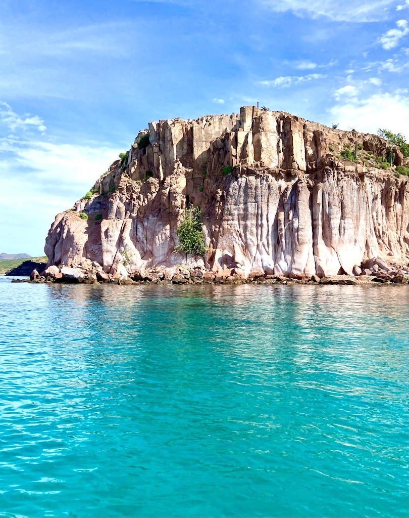 sandstone cliff and turquoise water-Sea Kayaking in Baja