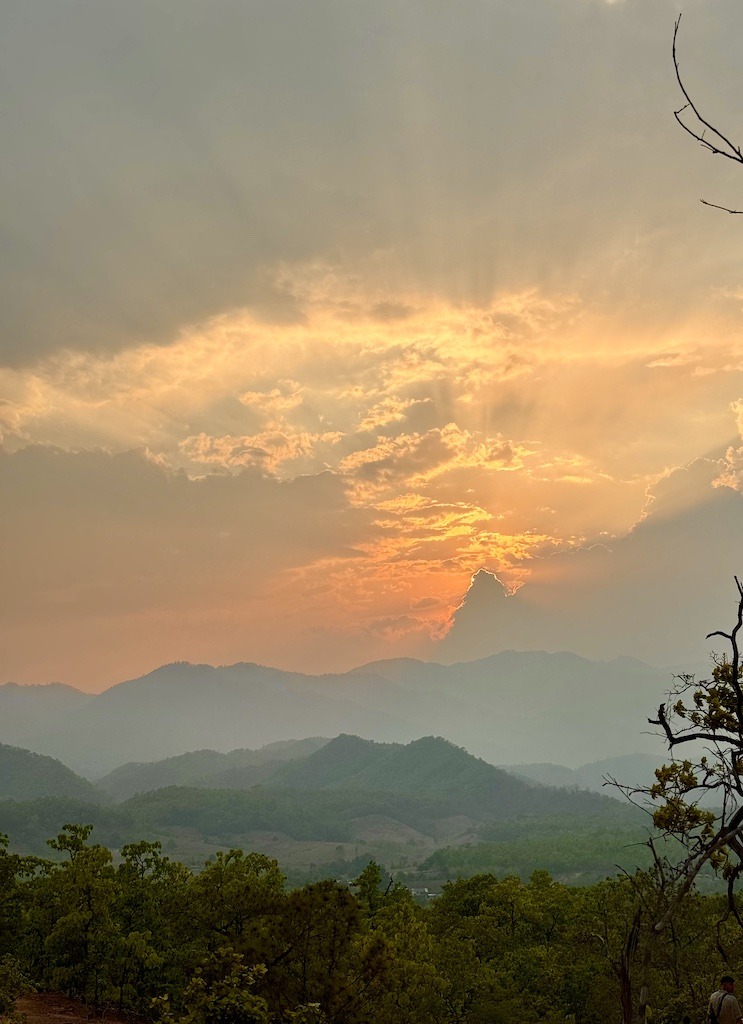 sunset over mountains from canyon trail-Outdoor Adventures in Pai