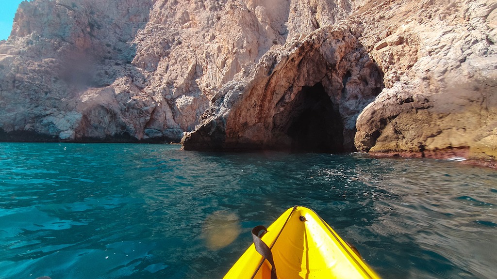 yellow kayak and sea cave-kayaking day trips in Europe