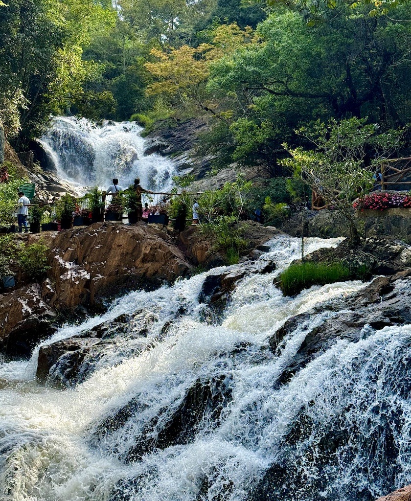 waterfakk with people watching-outdoor adventures of Dalat