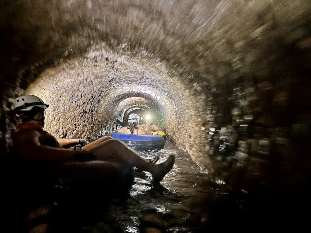 Tubers in a tunnel while Sugarcane Plantation Tubing in Kauai