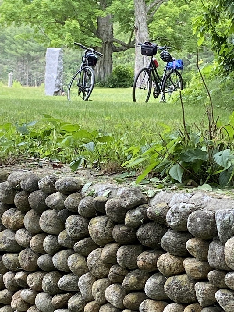 Bike and stone wall in Outdoor Adventures in the Quabbin