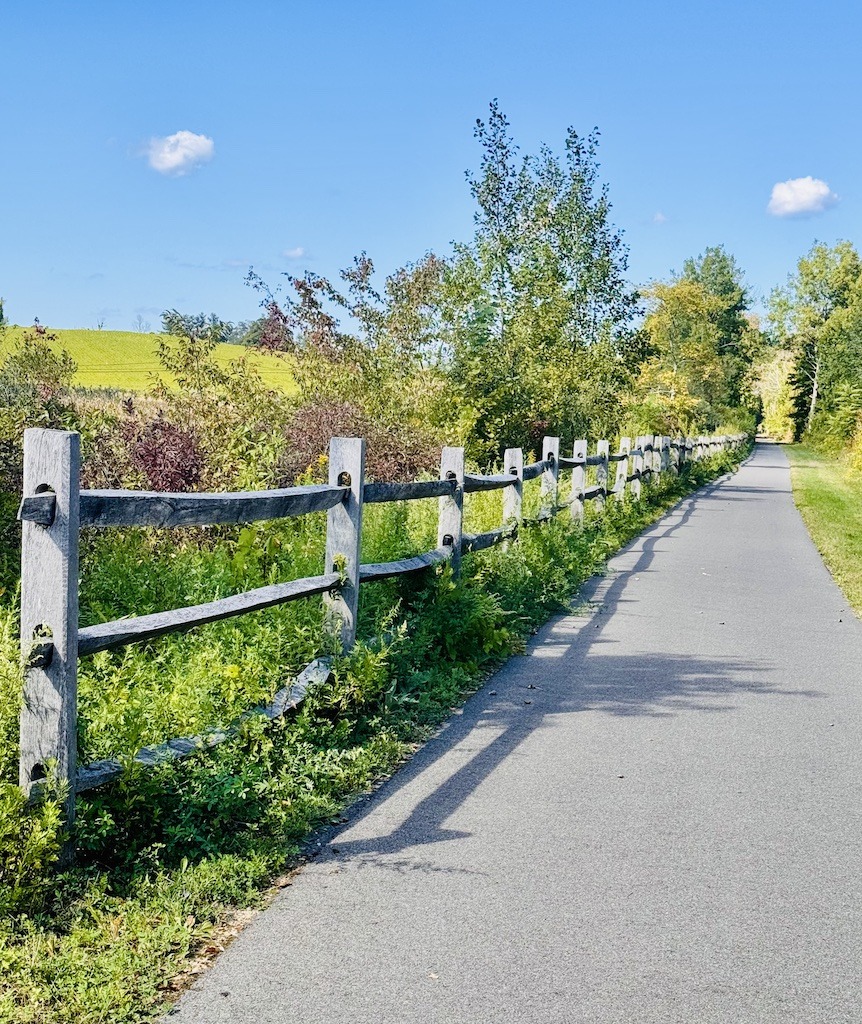 fence and rail trail-biking and camping in the Berkshires