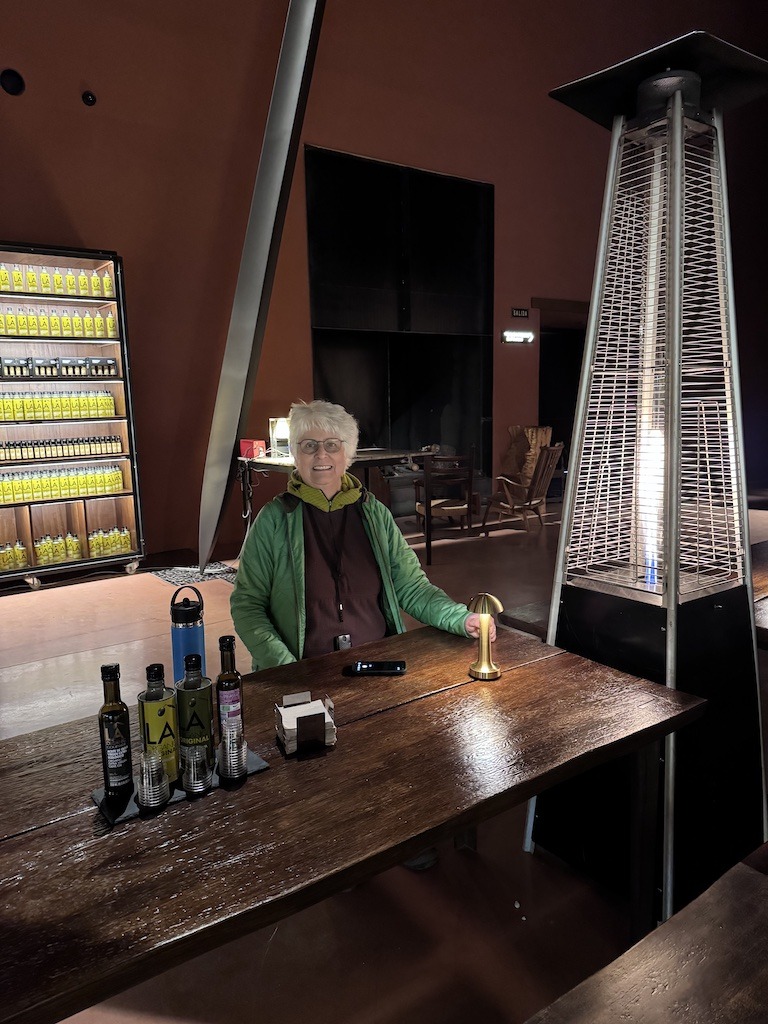 Olive oil tasting at woodem table while E-Biking in Ronda