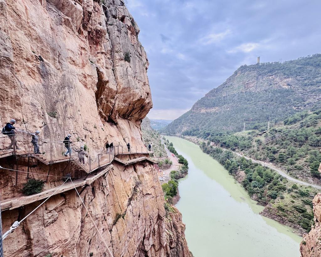 exposed walkway over river on the Caminito del Rey hike
