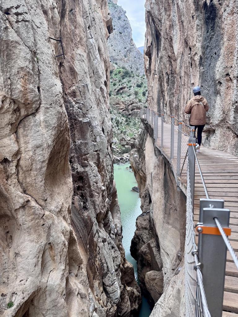 hiker on walkway on Caminito del Rey hike