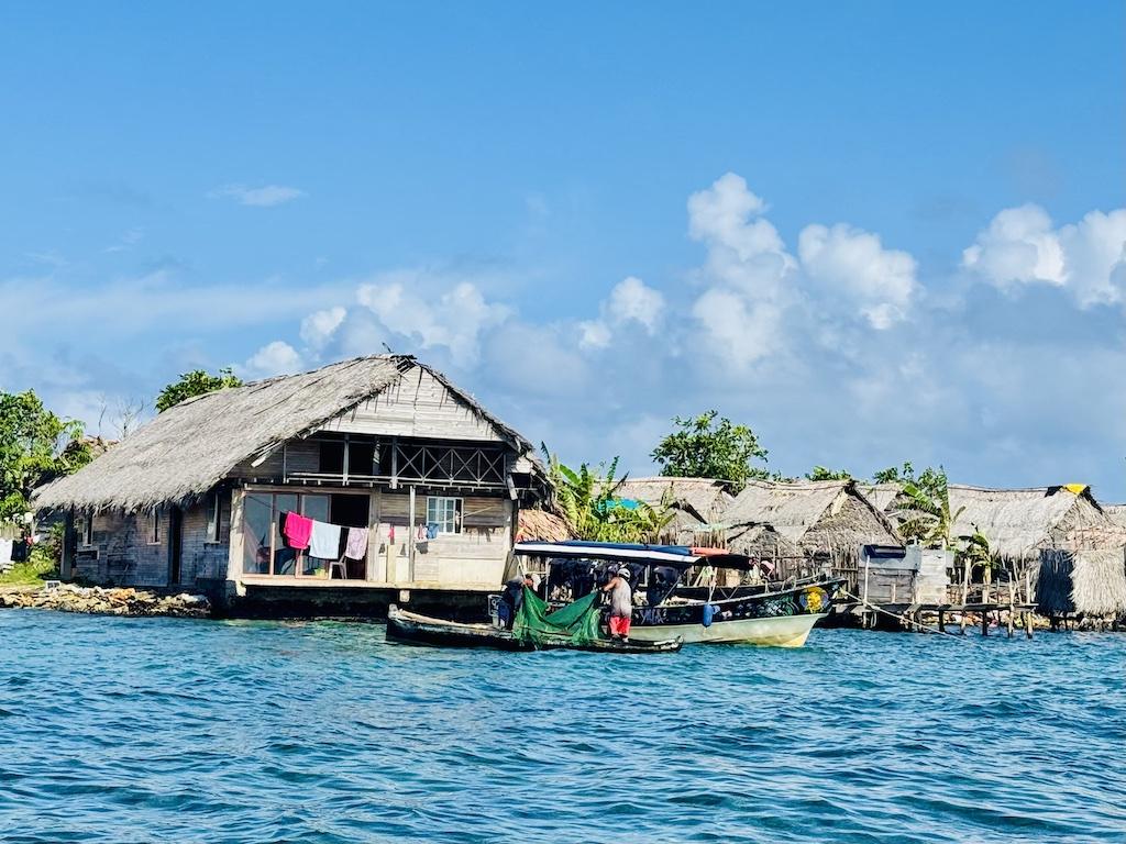 traditional thatched house in Guna village in a Cultural Tour of the San Blas Islands