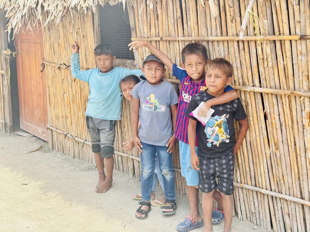 five boys outside a school on a Cultural Tour of the San Blas Islands